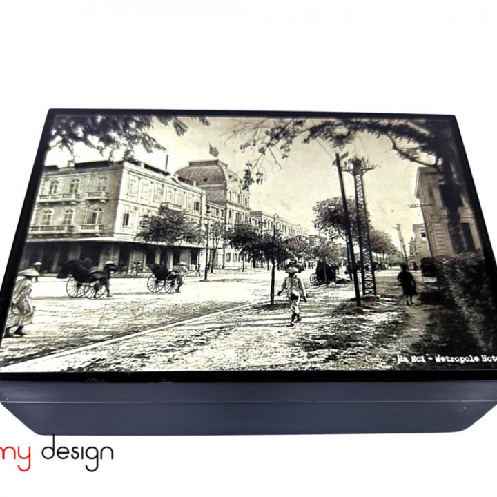 Black rectangular box with theater photo 23*16*H8cm